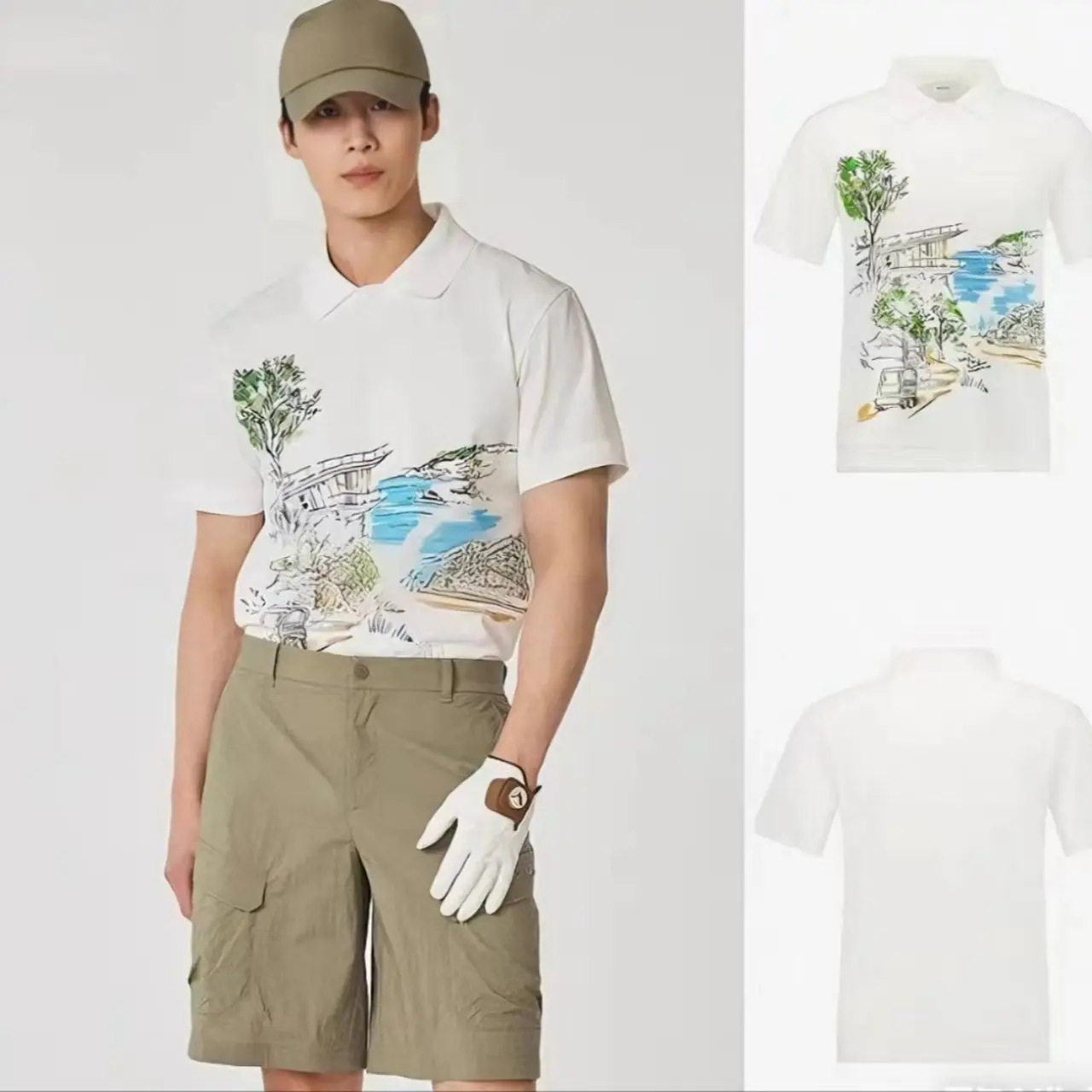 

Новая мужская рубашка в гольф-стиле: легкая, дышащая, быстросохнущая, с принтом, с воротником, с коротким рукавом