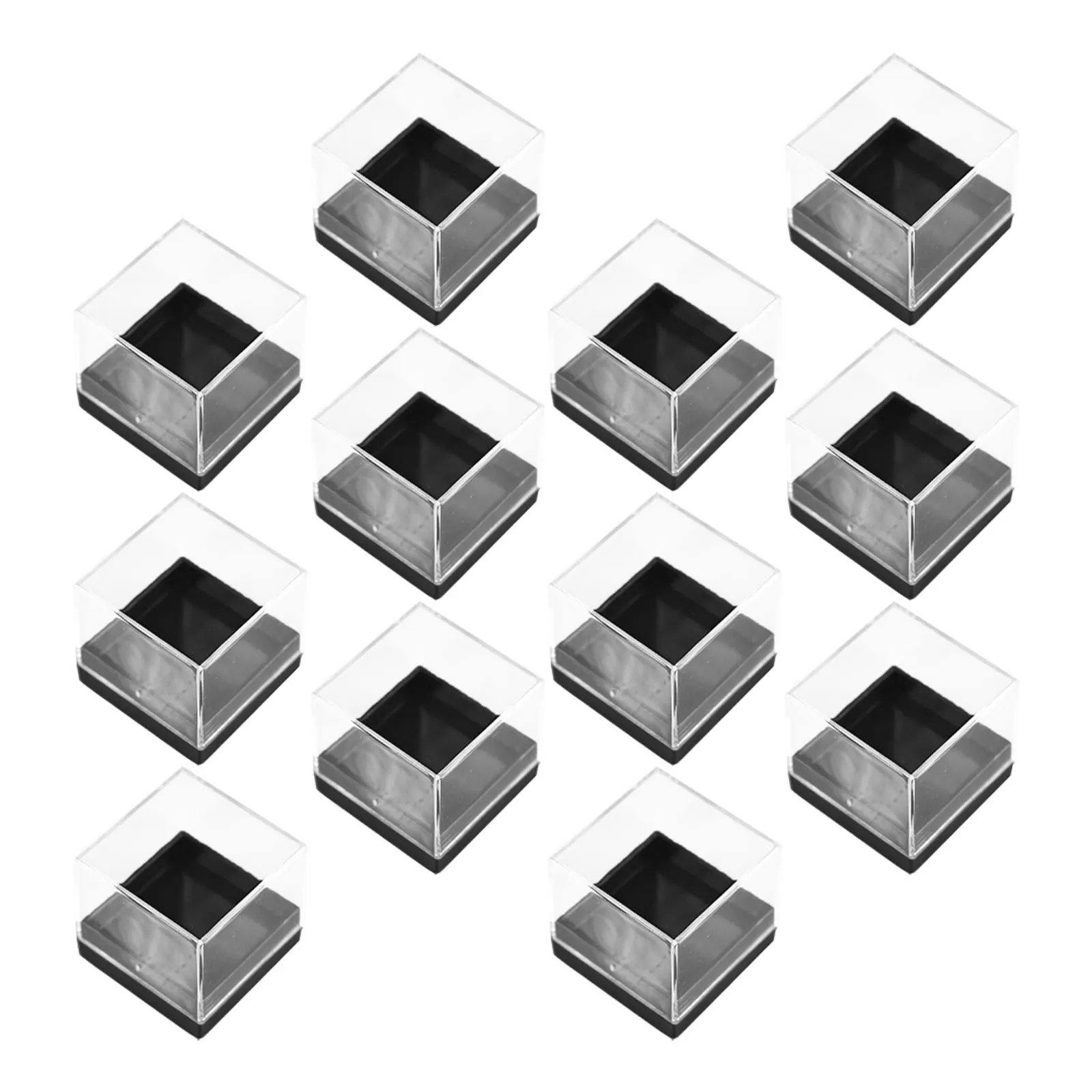 12Pcs Clear Plastic Specimen Box Square Transparent Display Case Mineral Storage Protection Organizer for Collectors Desktop