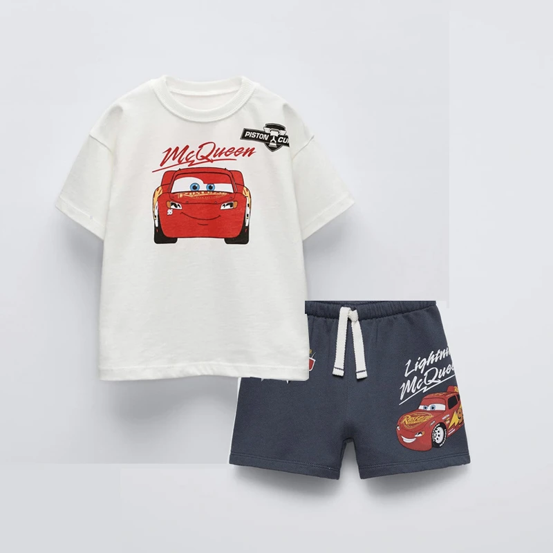 Short Sleeve Tracksuits For Boys Car Print Tshirt +Shorts 2025 Summer Child Trendy Costume 2pcs/Set Baby Sports Casual Outfits