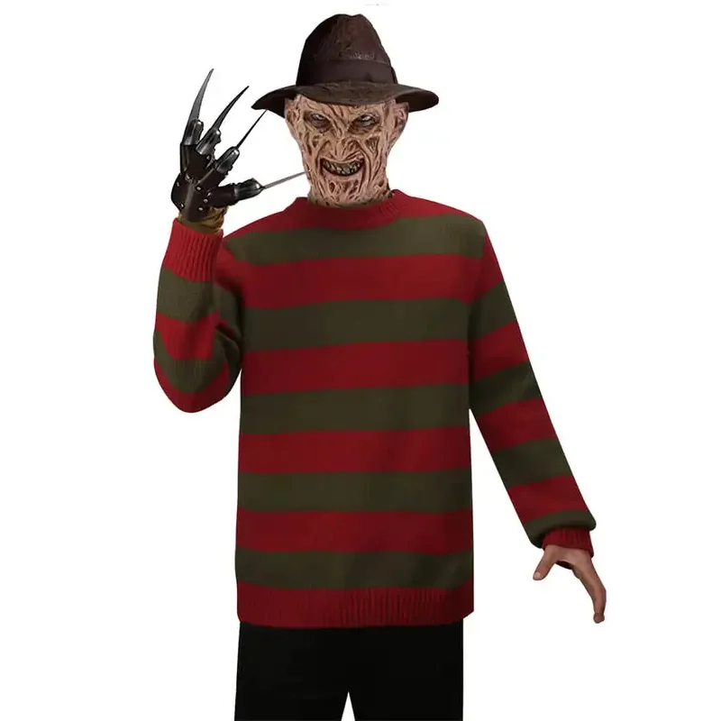 Men's Freddy Krueger Horrible Cosplay Sweater Top Shirt Halloween Role Play COS Costumes for Adults