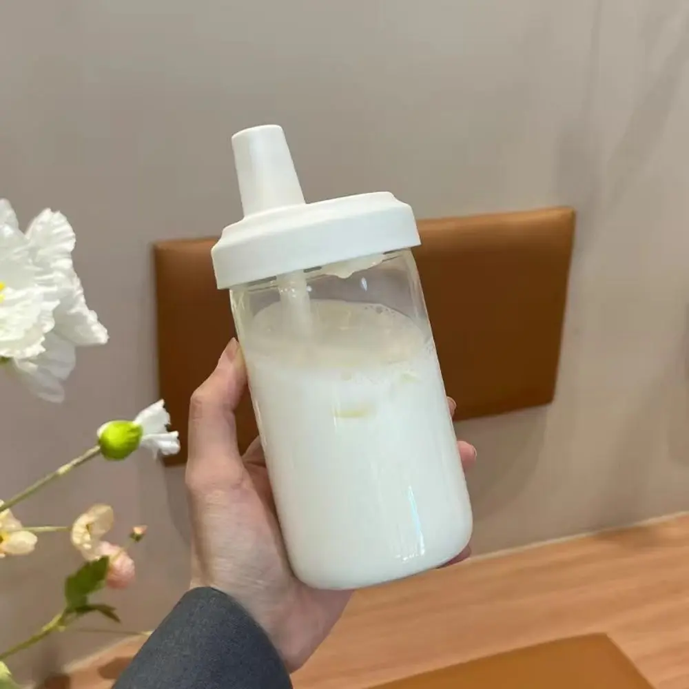 500/850ml Milk Plastic Cup with Lid Straw Transparent Water Straw Bottles Fall Prevention Leakproof Large Capacity Water Bottle