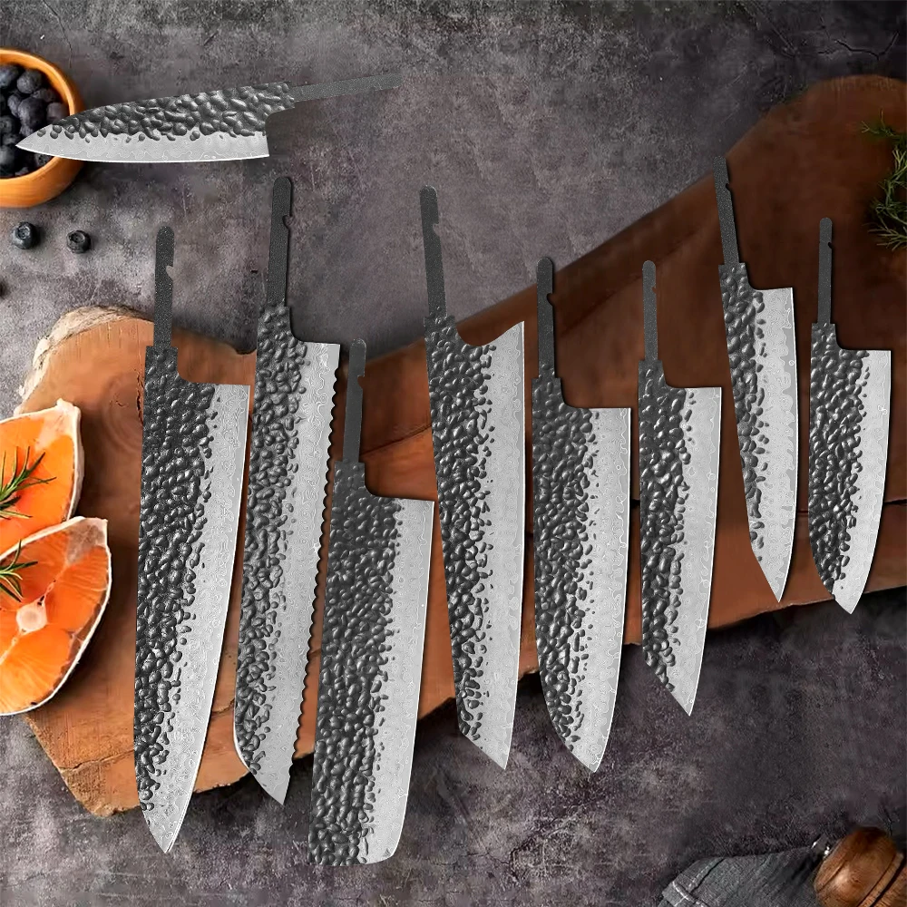 Japanese Classic Style Hand Forged Chef Knives DIY Blank Blade Full Tang Damascus Steel Kitchen Knife Making Tool Handmade Knife