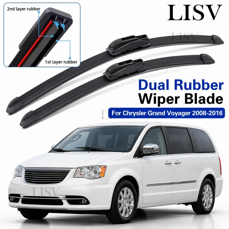 For Chrysler Grand Voyager 2008-2016 Front Windshield Wiper Blades 2pcs Windscreen Window Accessories 2009 2010 2012 2013 2014