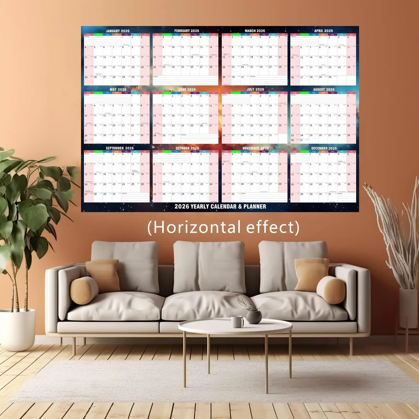 

2026 Wall Calendar 12 Month 24 X 34 Inch Double-Sided Dry-Erasable Planner Monthly Calendar Planner For Habit Reading Study