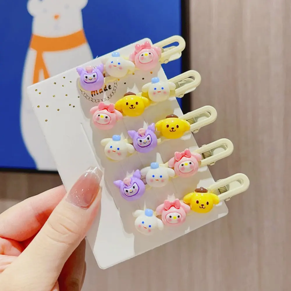 1Pair Cartoon Sanrio Grip Clip Duckbill Clip Hairpin For Girl Headwear Cartoon Hello Kitty Kuromi Pochacco Shark Clip