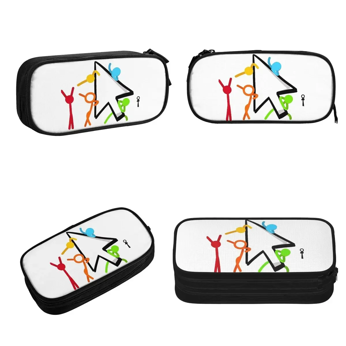 Alan Becker Five Stick Figures With Fire Mouse Pickaxe Pencil Cases Large Capacity Pen Bags Pen Box Pencil Pouch For Boys Girls