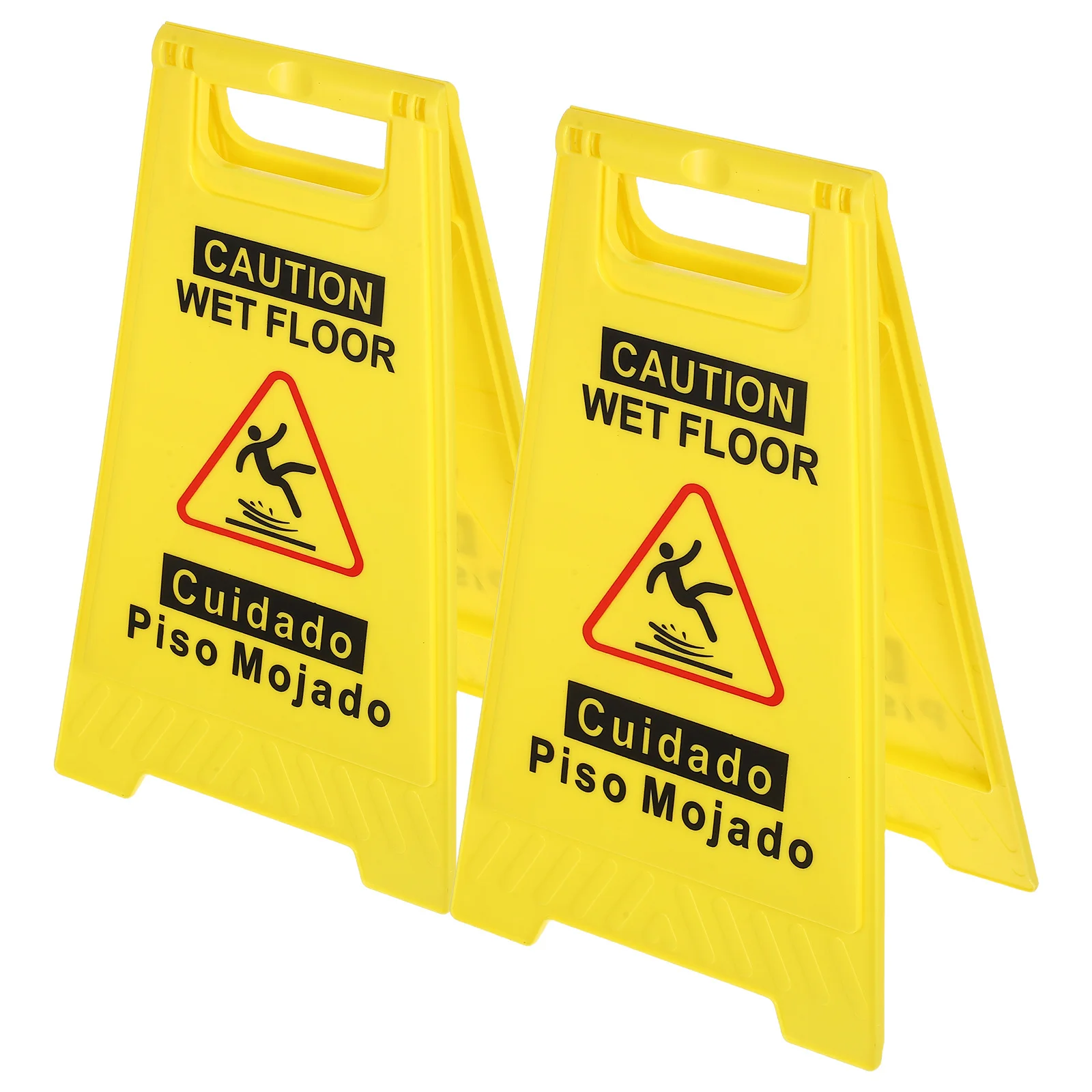 

2Pcs Small Floor Safety Signs Caution Wet Floor Foldable Bilingual Double Sided Yellow High Visibility Slippery Surface Warning