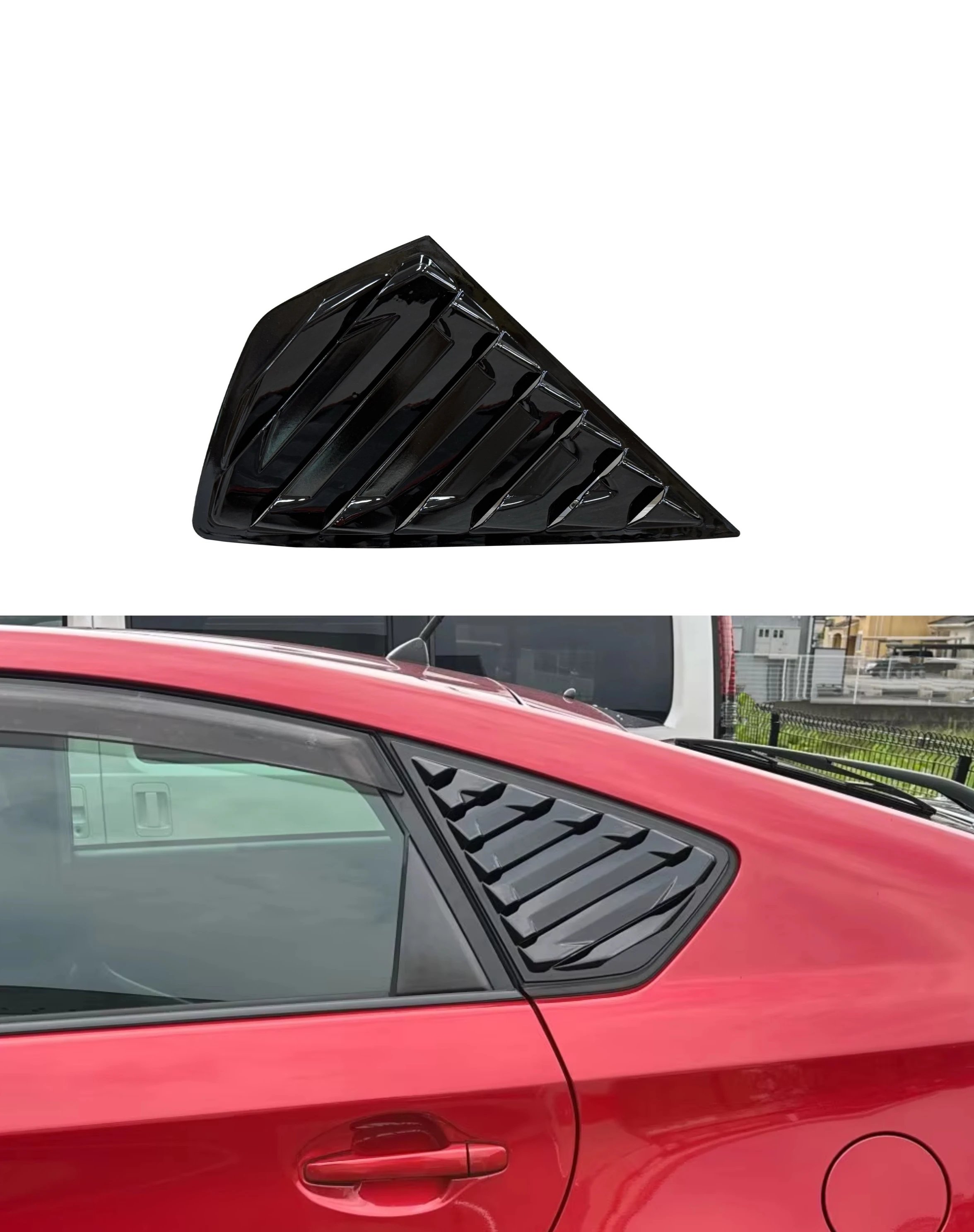 Car Side Window Louver For Toyota Prius XW30 2009-2015 Car Rear Window Shutter Cover Spoiler Gloss Black