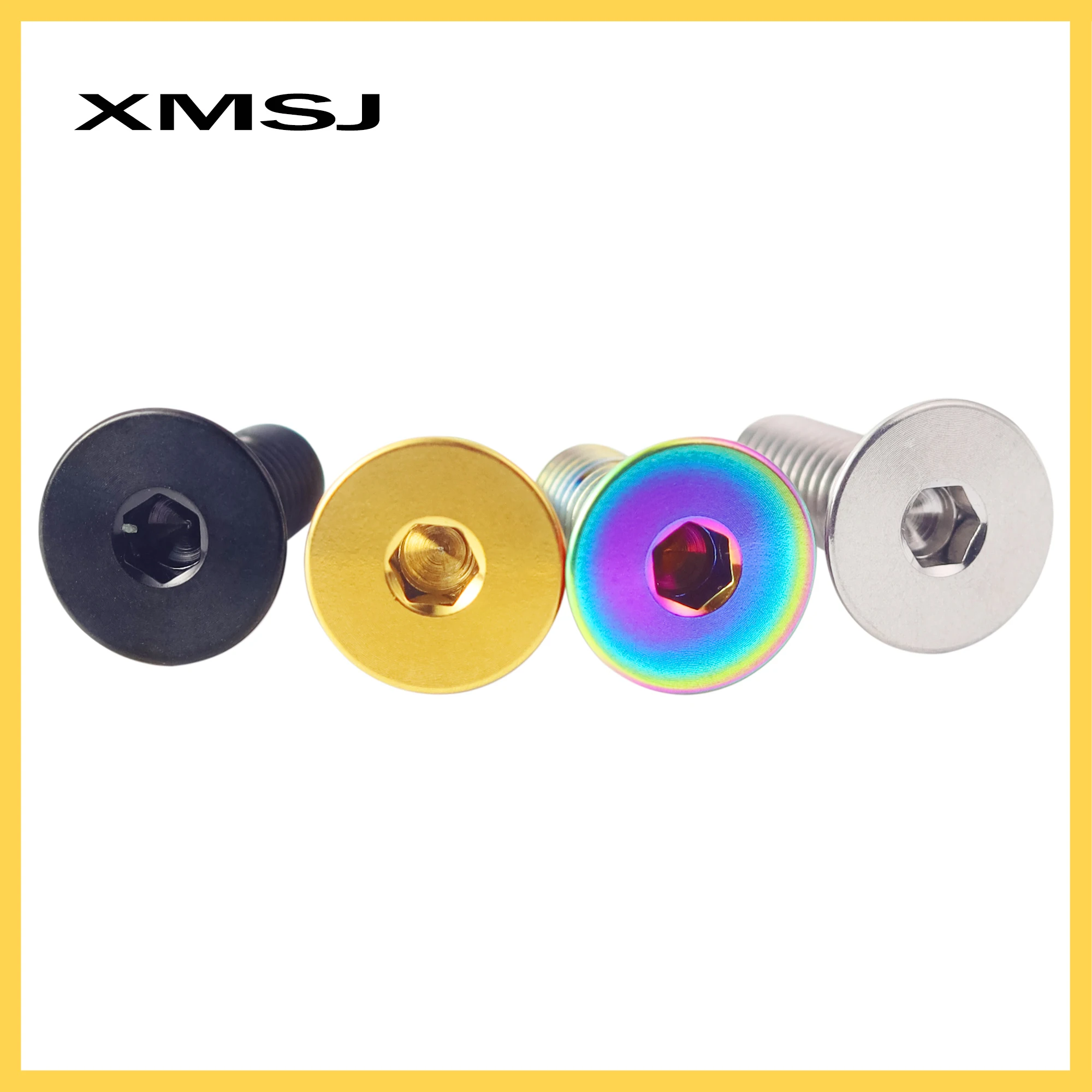 XMSJ Titanium Steering Wheel Bolts M5x15mm Bicycle Refitting Hexagon Socket Screw 6pcs