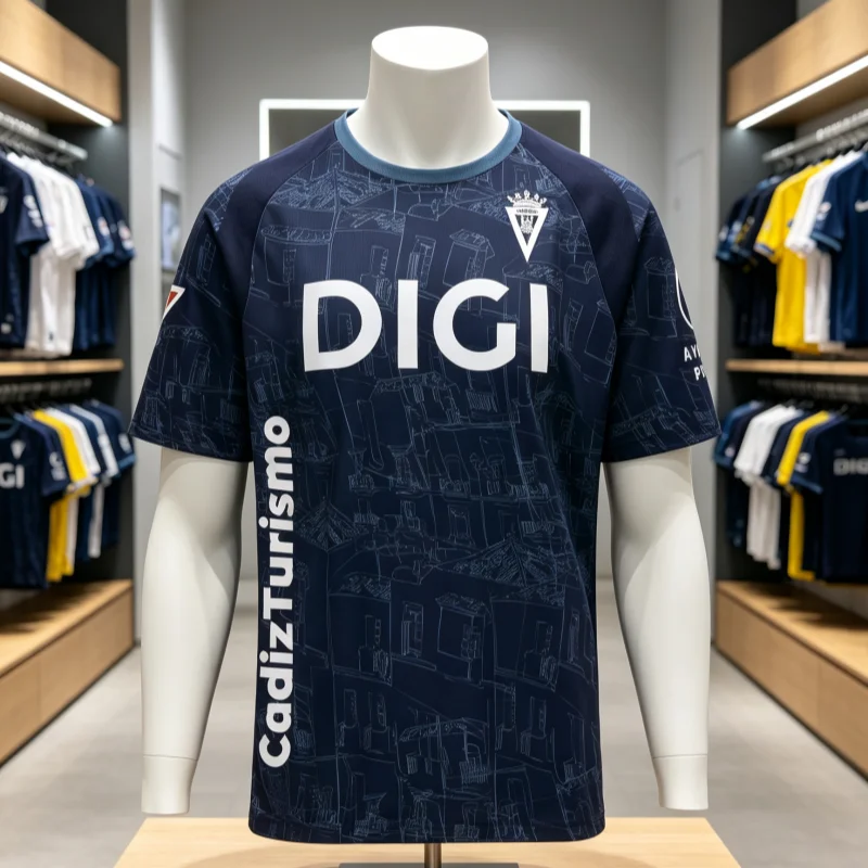26-27 Neue Cadiz Fußballtrikots Sommer 3D-Druck Schnelltrocknende Sport-T-Shirts für Männer und Frauen mit kurzen Ärmeln für Familien. – Detail 1