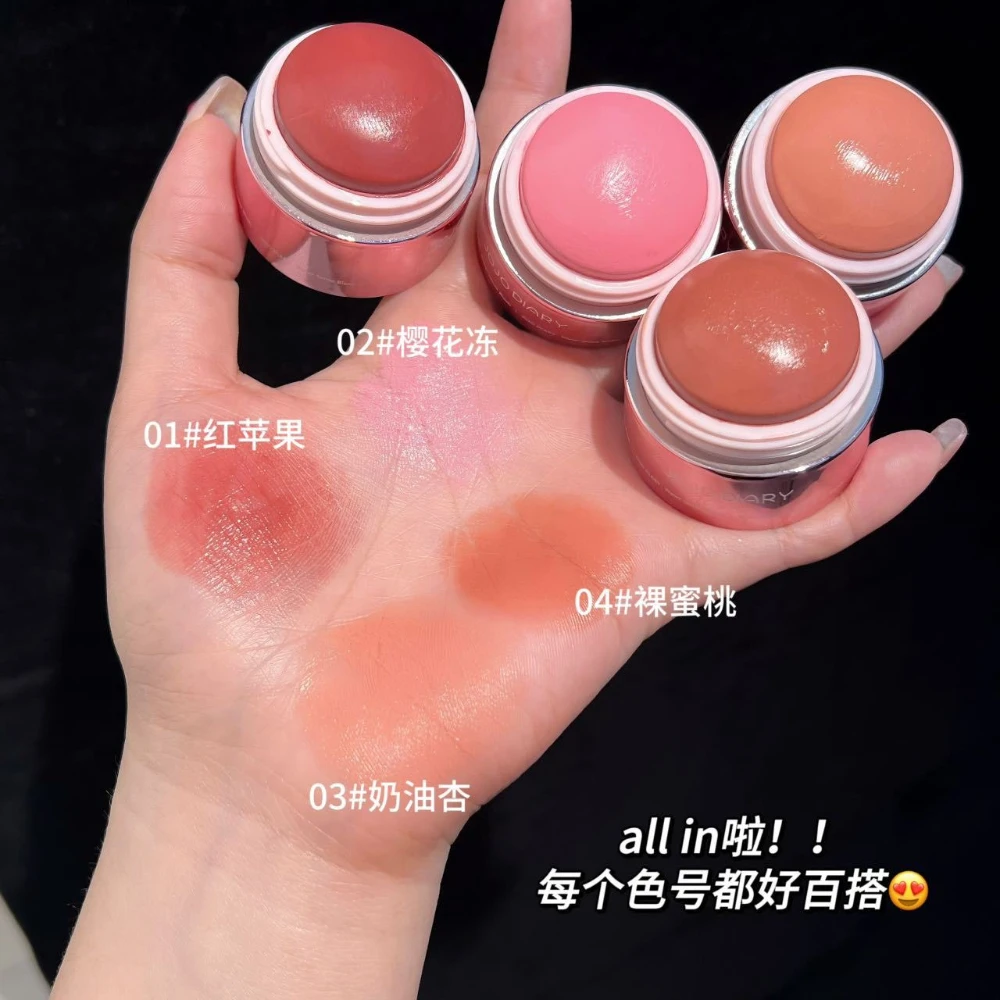 Creamy Purple Blush Stick Soft Face Blusher Cream Korean Make Up Mousse Blush Mud Peach Cream Rouge Cheek Tint Cosmetics