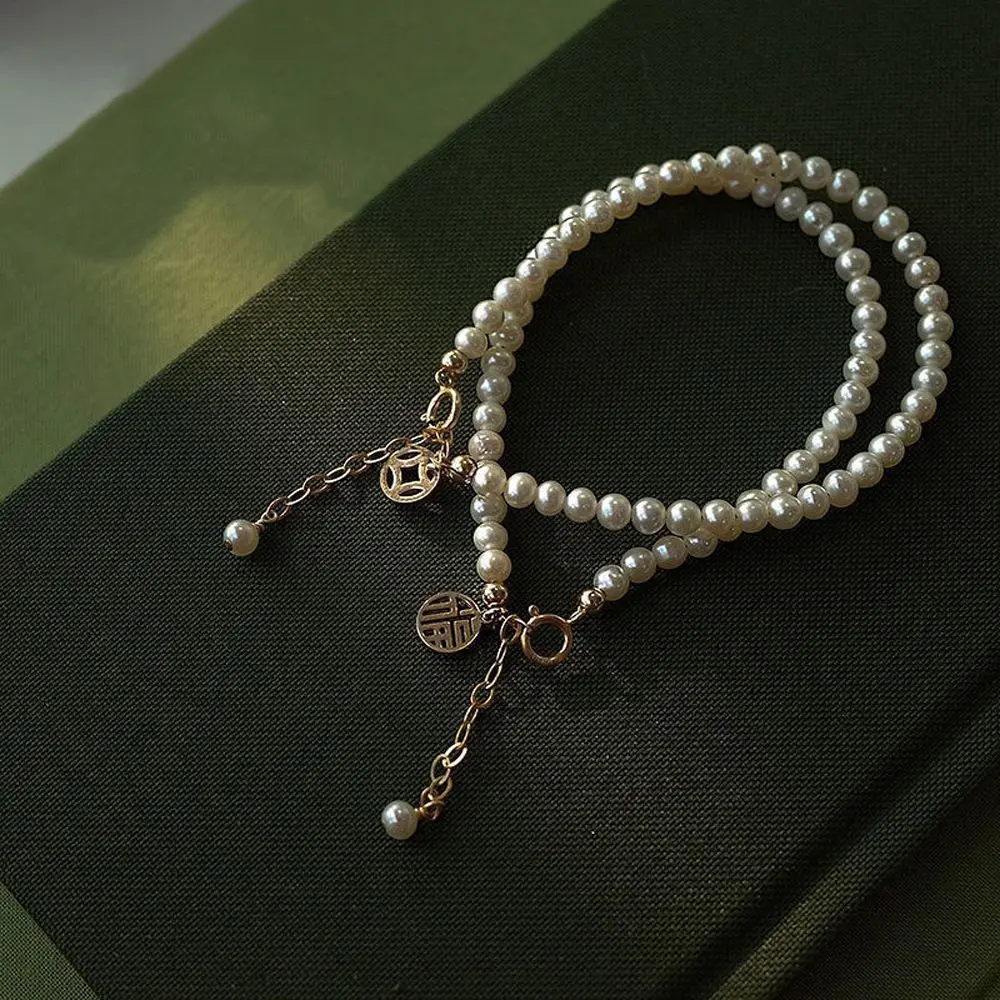 French Elegant Baroque Fashion Retro Chain Good Luck Hand Chain Korean Style Bracelet Women Bracelet Pearl Pendant