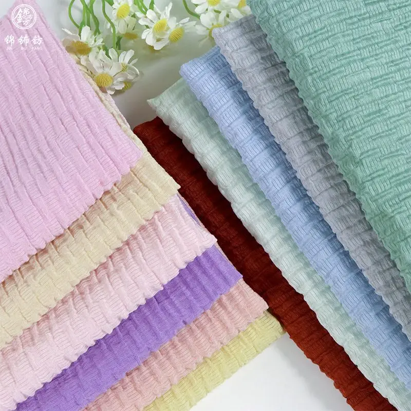 

Striped Bubble Texture Pleated Fabric By The Meter for Clothes Shirt Dress Handmade DIY Sewing Cloth Concave Convex Folds White