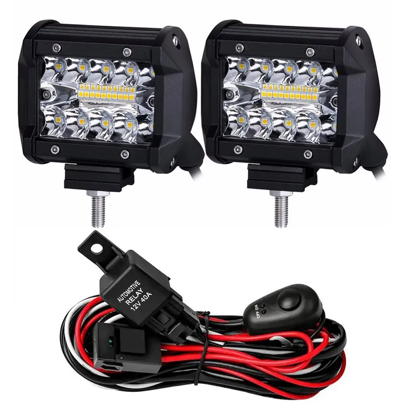 4 Zoll 60W 2 Stück LED-Pod-Leuchten Spot-Flood-Kombination LED-Nebel-Fahrlichter 4x4 Offroad-Leuchten Arbeitsleuchten für LKW, Boot, ATV, UTV, Jeep