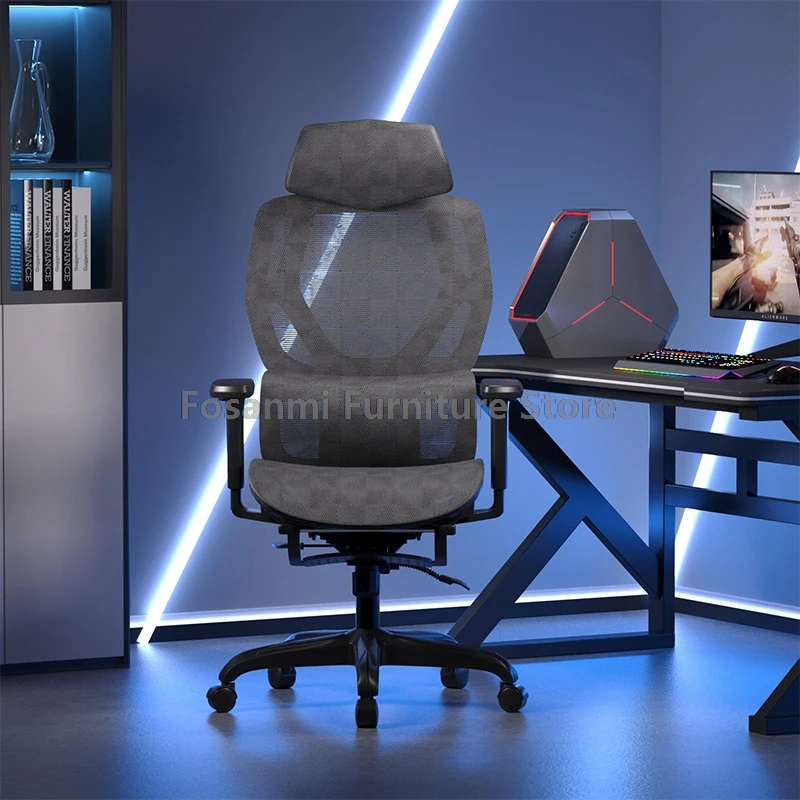 발판이 있는 현대적인 메쉬 인체공학적 안락 의자 홈 오피스 작업 책상 의자 조정 가능한 하이백 게임용 컴퓨터 회전 의자