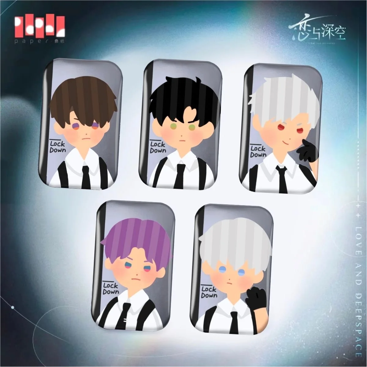 New Love and Deep Space Homemade Abstract Cosplay Periphery All staff Heart Shadow Instant Cute Rectangular Bar Badge