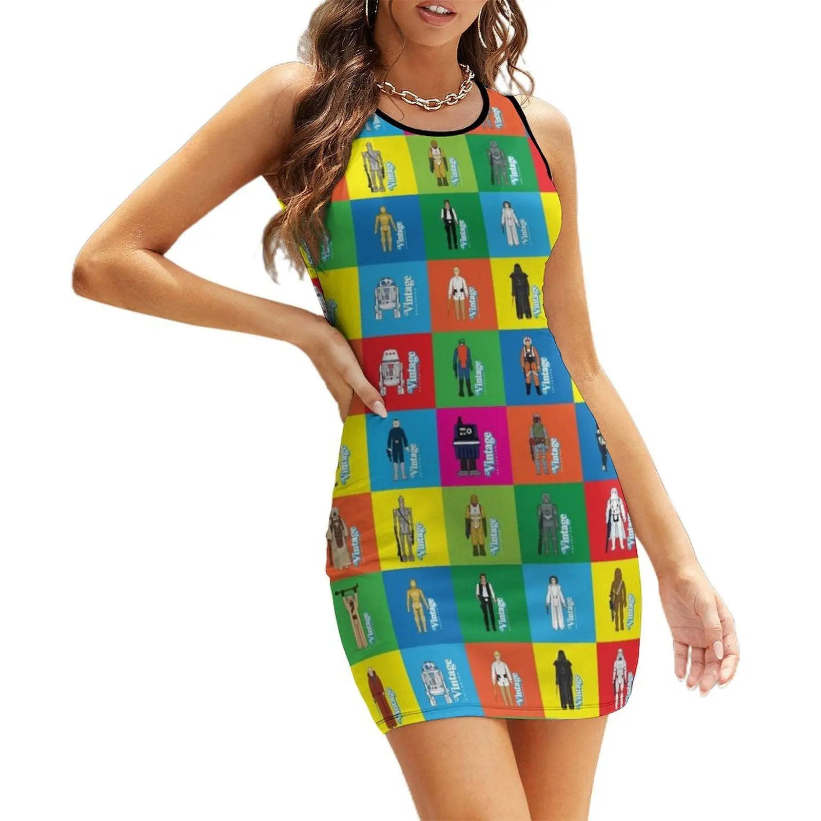 

Vintage Collector First 21 Collage Sleeveless Sundress women party dresses Clothing sexy short dresses daring dress women summer