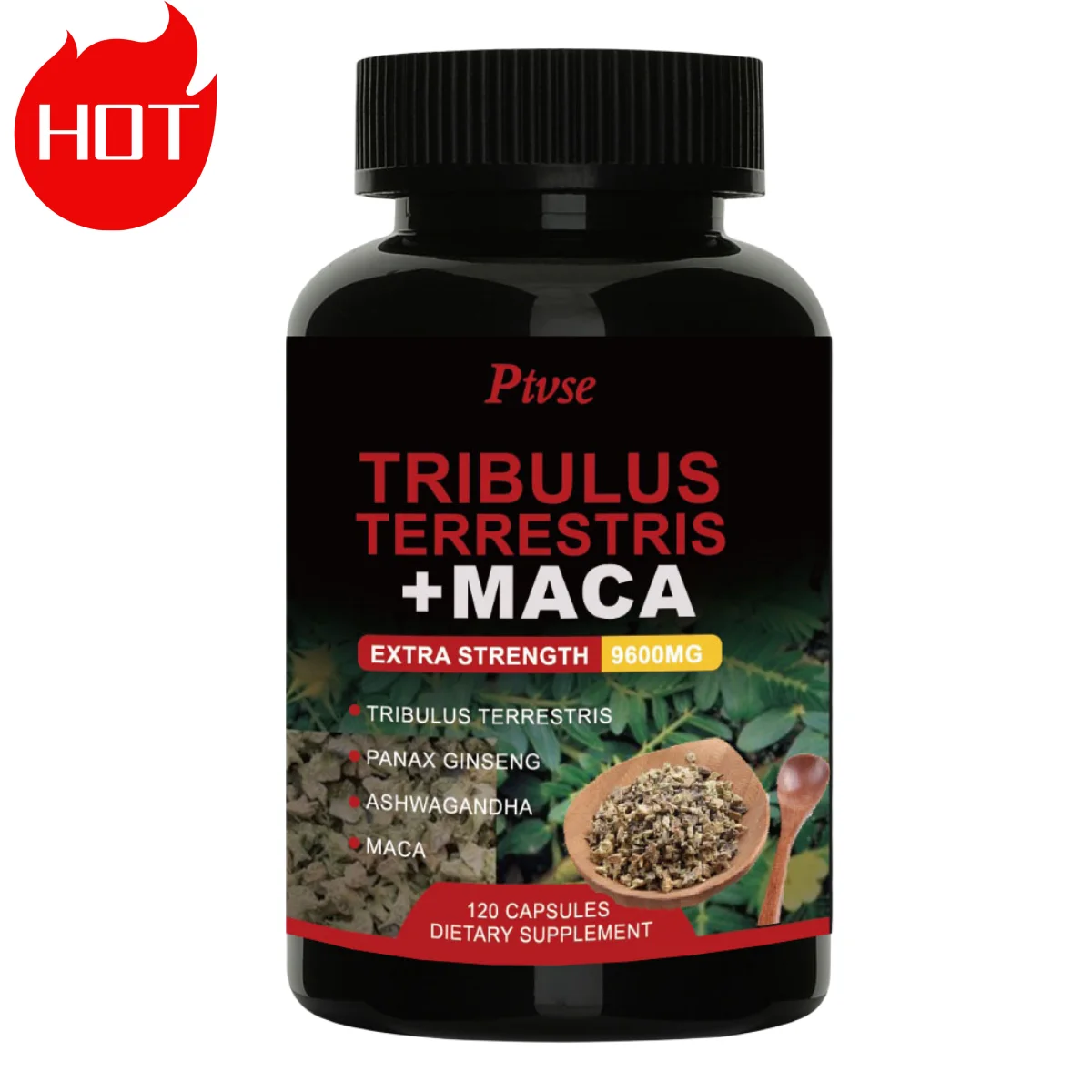 Tribulus Terrestris Capsules, with Ashwagndha, Panax Ginseng,  Maca, Boost Energy, Mood, Stamina & Performance, for Men & Women