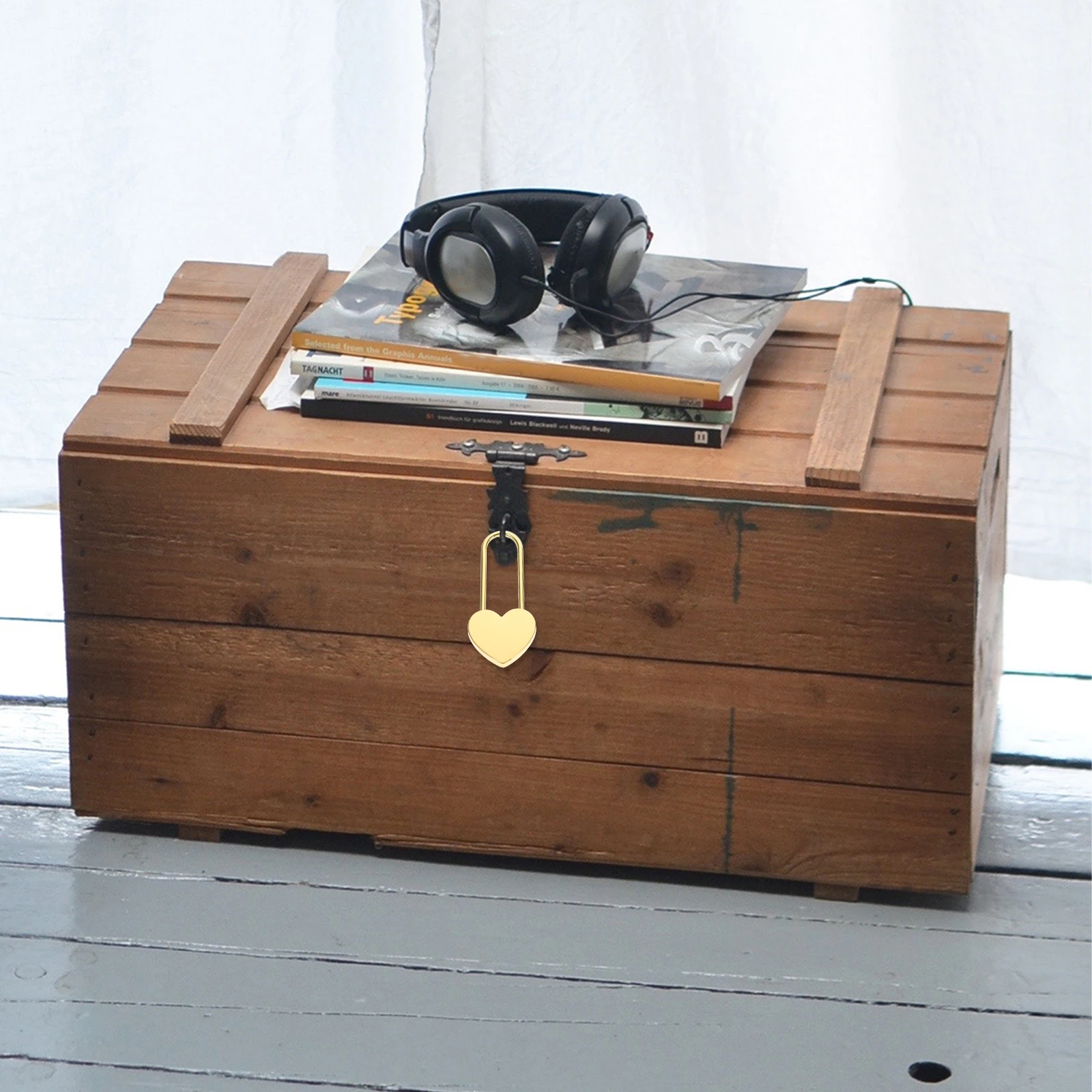 

Heart Shaped Love Lock Golden Small Luggage Backpack Padlock Keys for Suitcase Travel Jewelry Box Storage Lightweight Compact