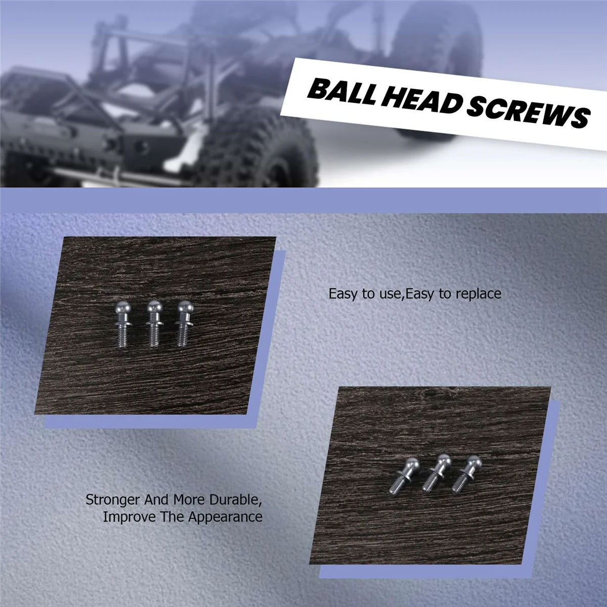 New 10Pcs M3 Metal Hex Ball Head Screws for Tamiya TT01 TT02 Sakura D5 1/10 RC Drift Car Spare Parts Universal,Silver