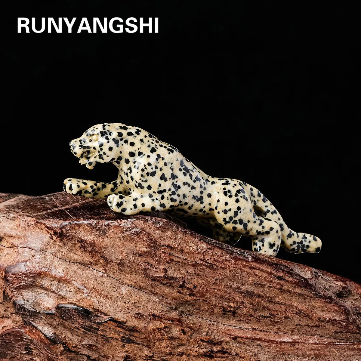 1pc Natural Crystal Spotted Stone Leopard Cheetah Statue Carved Reiki Healing Crystal Animal Figurine Crafts Home Decoration