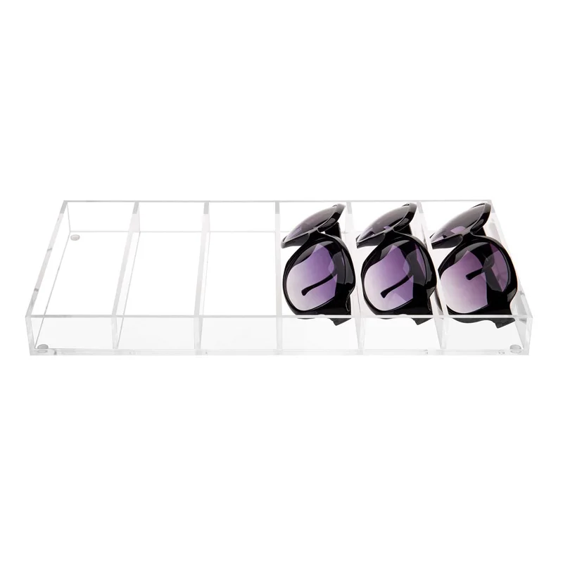 6 Slot Clear Acrylic Sunglasses Eye Glasses Storage Organizer Display Case Tray