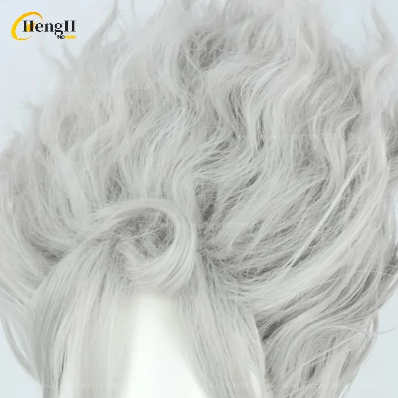 Anime Monkey D Luffy Synthetic Unisex 35cm Silver Curly Hair Cosplay Wig Heat Resistant Hair Halloween Party Wigs + Free Wig Cap