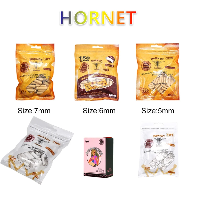 5bags/lot 5/6/7 mm Hornet rolling papers tobacco Disposable cigarette filter holder accessory Filter smoke tar healthy roll set