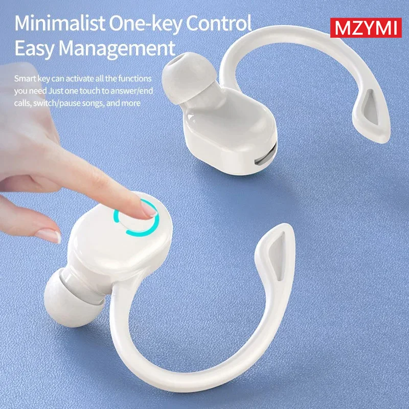 MZYMI Bluetooth Headphones Earhooks W6 True Wireless Earbuds Waterproof Over-Ear Earphones Built-in Mic Headset For Phone TV