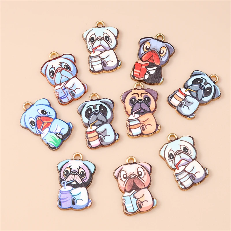 20 Stück 15x22mm Cartoon-Tieranhänger, emaillierte Hunde-Anhänger für die Schmuckherstellung, Ohrringe, Halsketten, DIY-Bastelzubehör – Detail 12