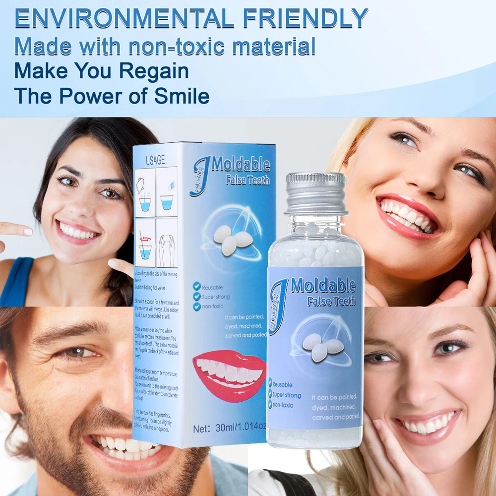 Solid Denture Adhesive Decorate Temporary Dental Filling Gum Fill the Gaps Between Teeth,30ml,Reusable image 2