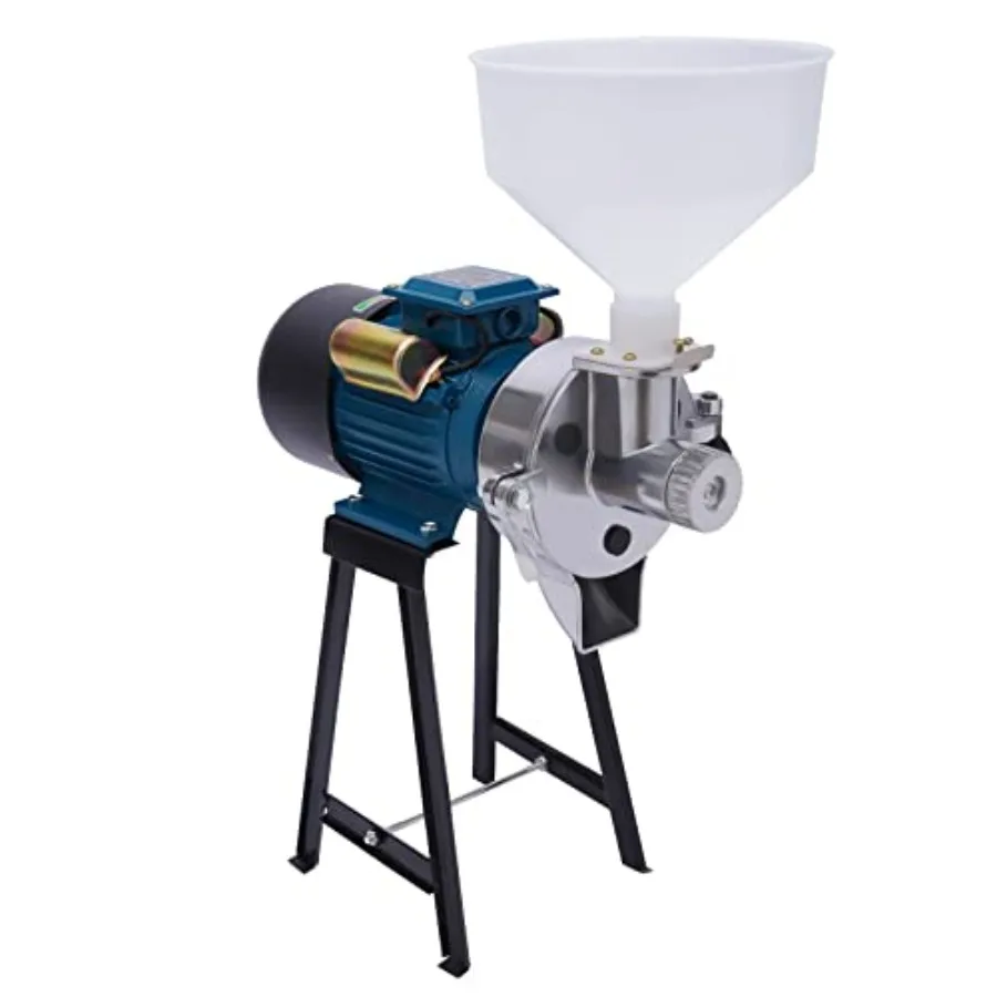 

Electric Grain Mill for commercial use, stainless steel body, silver color, 2-in-1 dry/wet grinding with adjustable coarseness
