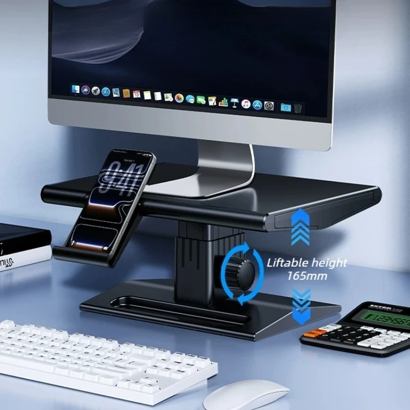 Lift Monitor Riser Stand Adjustable Office Laptop Support Desktop Monitors Height Increase Storage Bracket Monitor Organizer