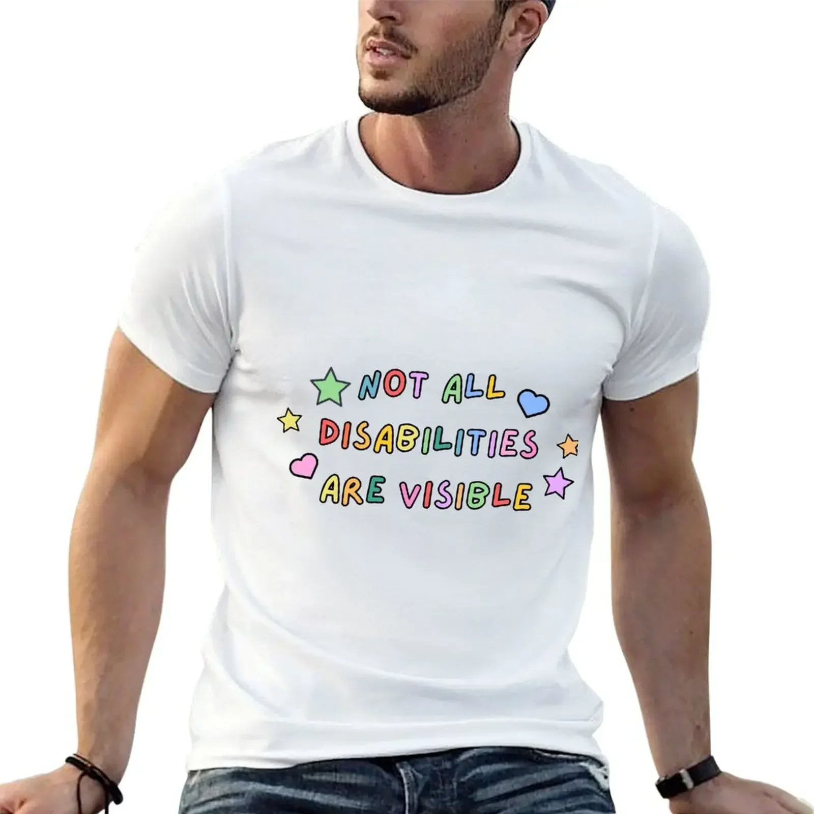 Not All Disabilities Are Visible Sticker T-Shirt graphic tee shirt quick-drying new edition mens clothes