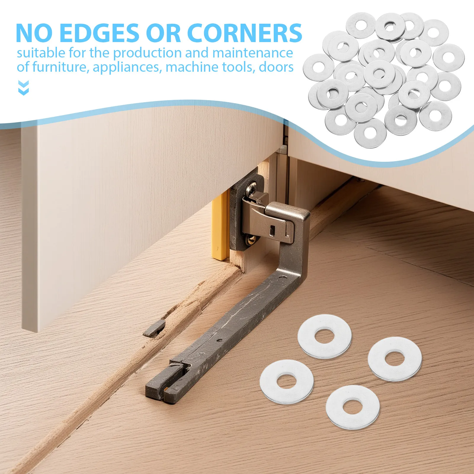 30Pcs Stainless Steel Flat Washers Set Smooth Surface Corrosion Resistant Metal Washers for Appliances Doors Plumbing General