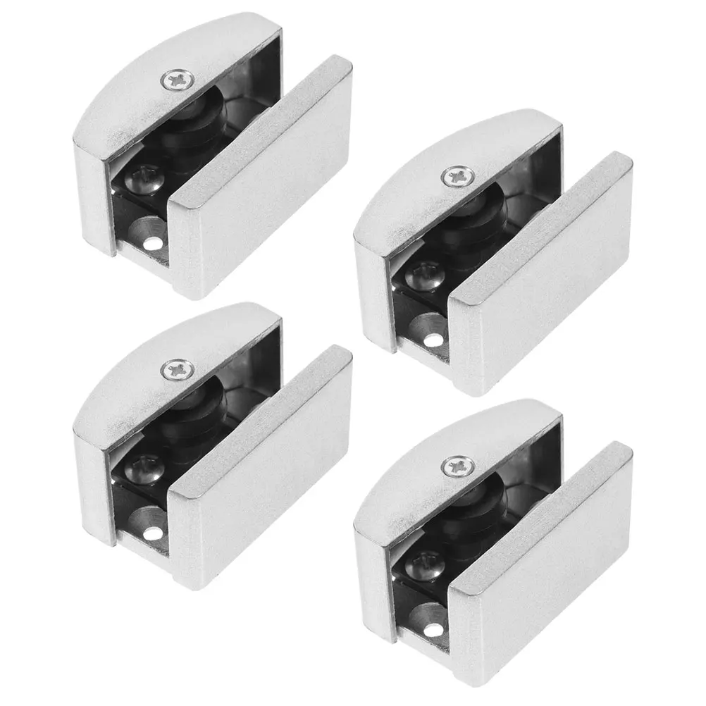 

4pcs Induction Limiter For Sliding Glass Shower Doors Adjustable 5-14Mm Thickness Rust-Free Aluminum Alloy Bottom Track Guide