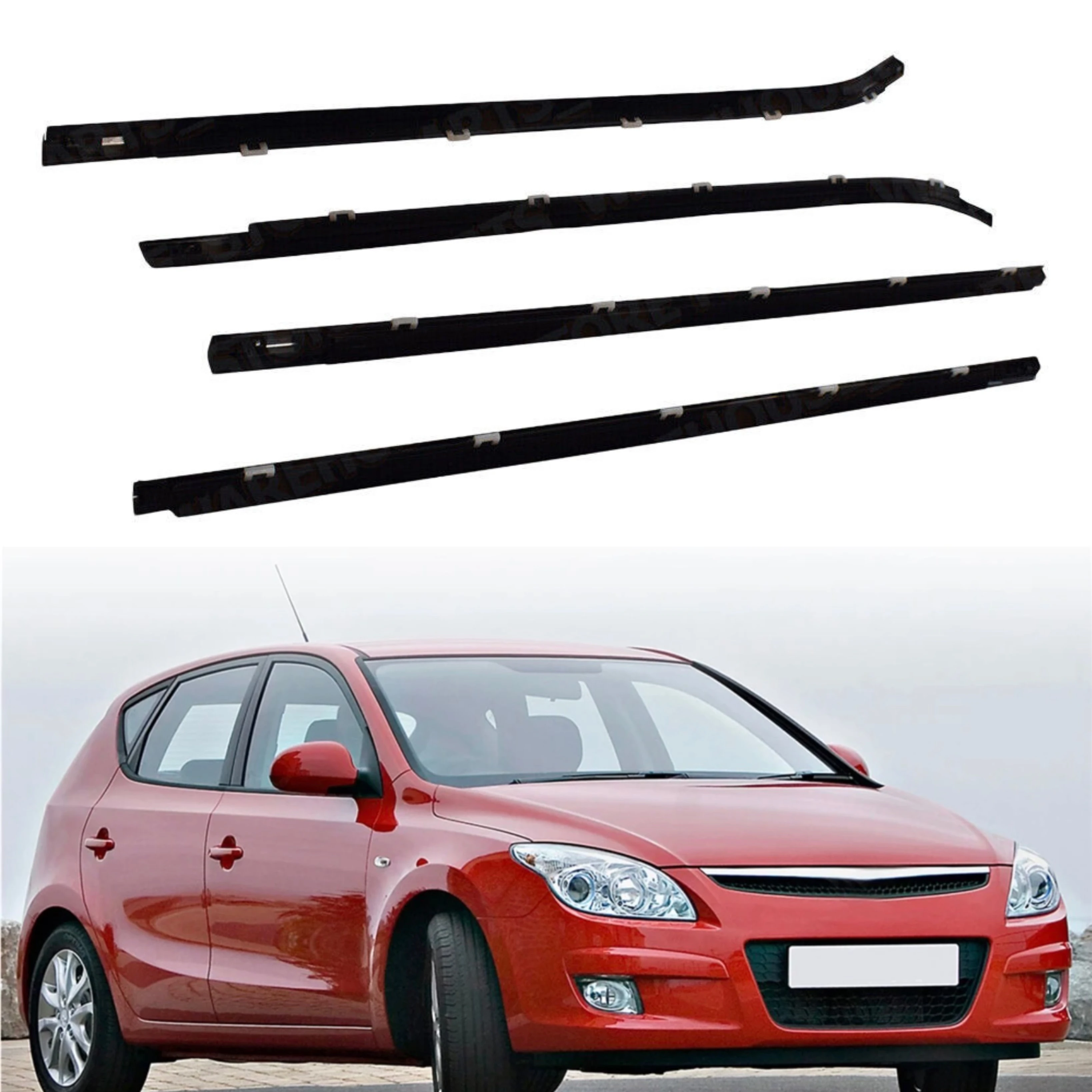 

4Pcs Weather Strip Window Moulding Trim Seal Belt for Hyundai I30 FD Hatch 2007-2012