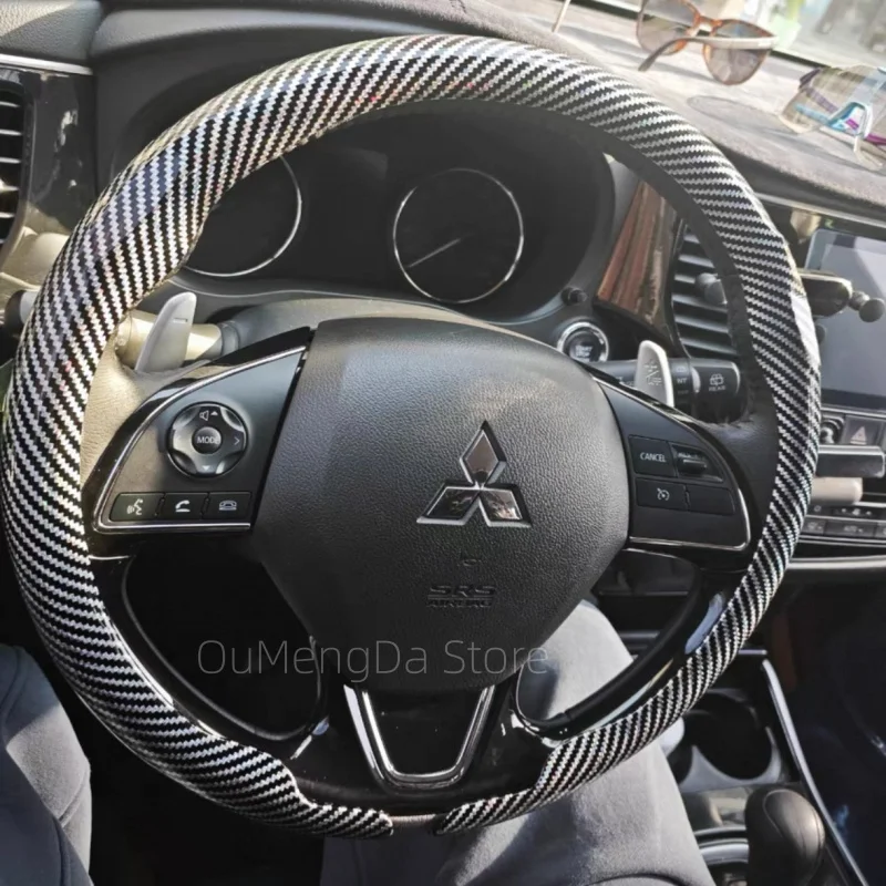 

Car Carbon Fiber Leather Steering Wheel Cover For Mitsubishi RALLIART ASX Colt Eclipse Galant LANCER EX OUTLANDER Pajero Triton