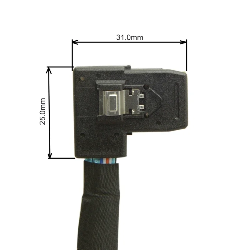 The Left Corner of the Motherboard Internal Server Hard Drive Cable 90-Degree Mini-SAS 36-pin SFF-8087 to 8087 Data Cable