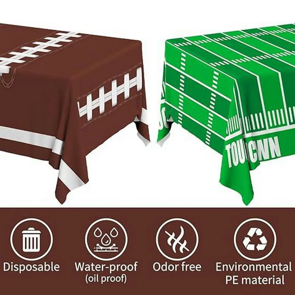 Rugby Party Table Cover Vibrant Football Field Rugby Disposable Tablecloth for Sports Themed Birthday Party for Indoor