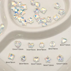 30 Pcs Mixed Shiny AB Charms Crystal Glass Butterfly Heart Snowflake Pendants Beads for DIY Making Necklace Earrings Jewelry