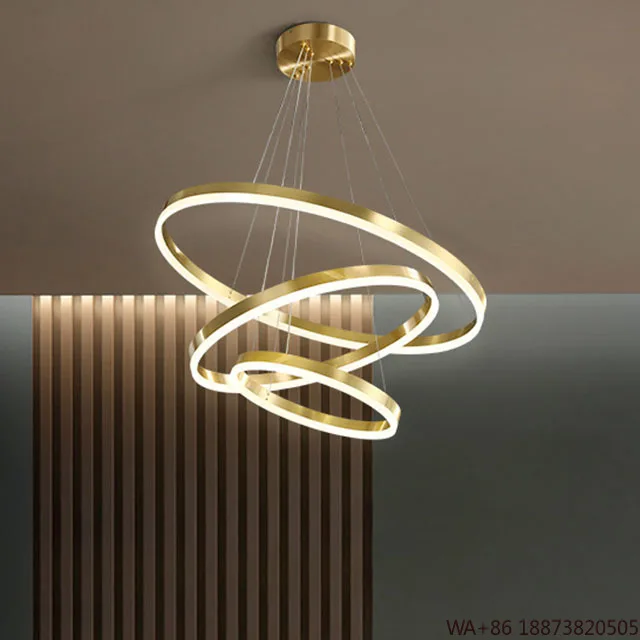 

LED Chandelier Modern Fancy Stainless Steel Round Design Ceiling Light Hanging Multi-circular Pendant Lamp
