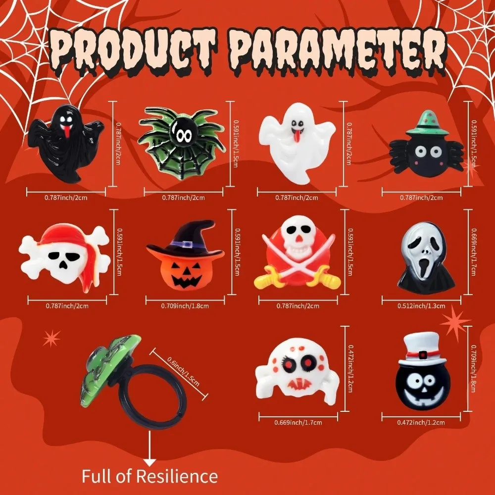 Anneau de décoration araignée pour Halloween, 10 pièces, bricolage, chapeau de magicien, thème d'halloween, anneau de doigt fantôme en résine, pour la journée de tous les saints