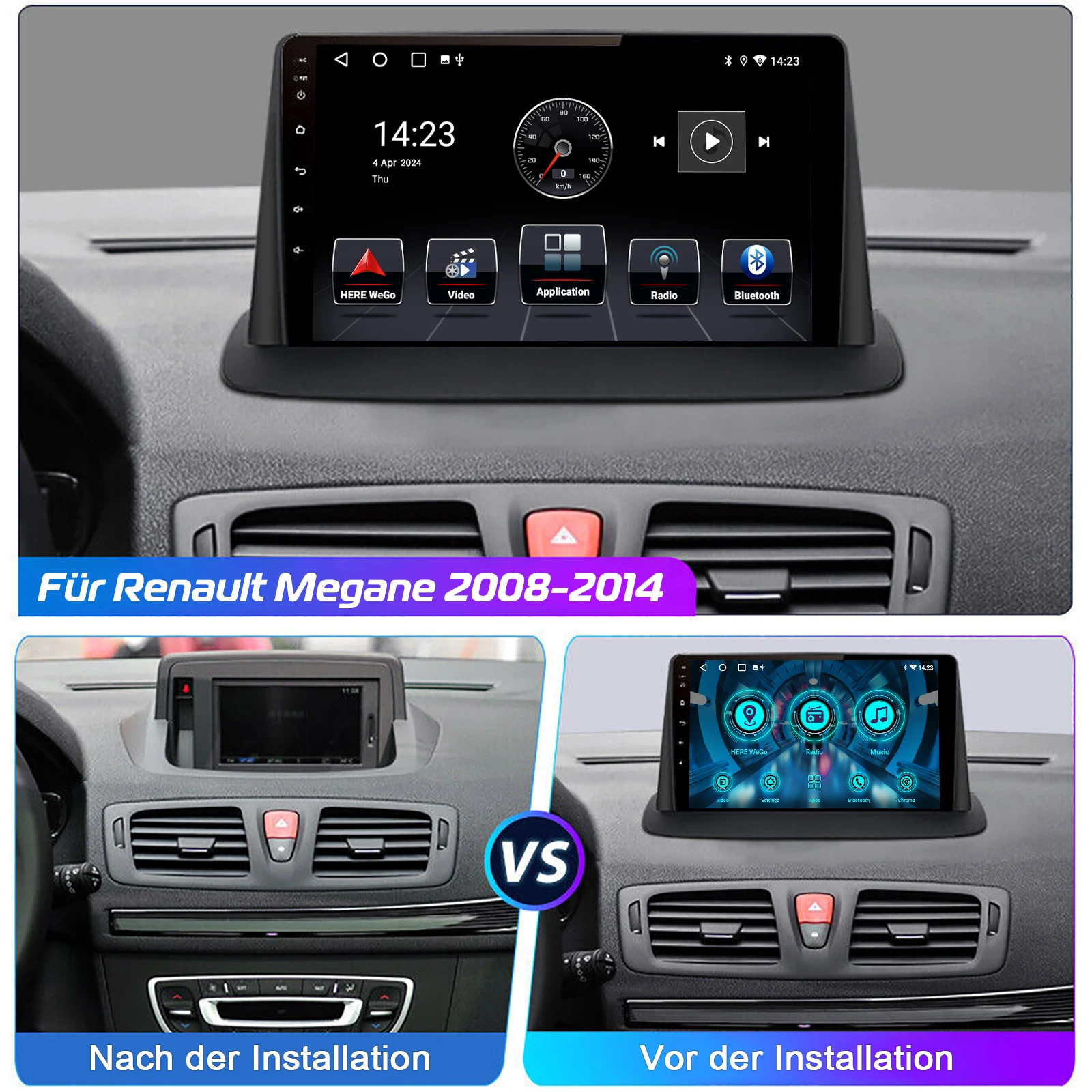 ESSGOO Car Radio Stereo For Renault Megane3 2008-2014 64G Android 13 CarPlay Android Auto Bluetooth WIFI BT FM GPS NAVI DAB+CAM