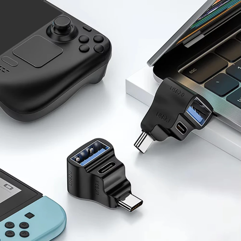 180 Degree U-shaped USB Type C Adapter OTG 20Gbps Fast Data Transfer USBC Charging Converter for Steam Deck/Nintendo Switch