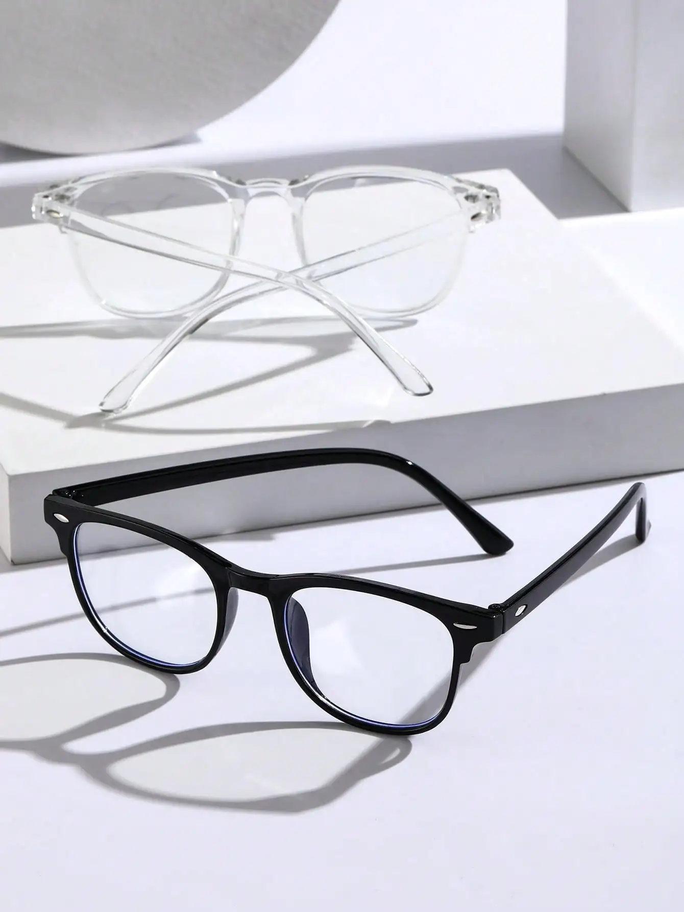 2-3PCS Unisex Square Plastic Frame Trendy Anti-Blue Light Clear Glasses For Back To School Clothing Accessories.