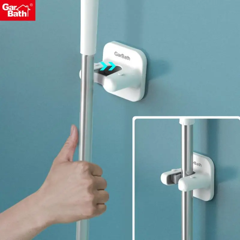 Adhesive Multi-Purpose Mop Hooks Wall Mounted Mop Organizer Holder Mop Clamp Hanger RackBrush Broom Hanger Hook Bathroom Hooks