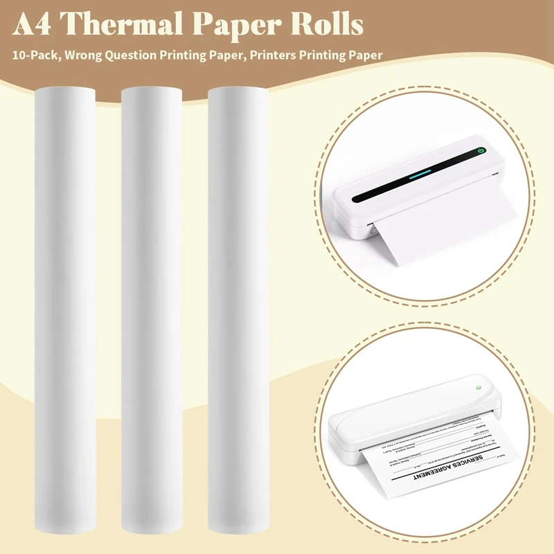 A4 Thermal Paper Rolls 10-Pack, 210X30mm, Wrong Question Printing Paper, Printers Printing Paper