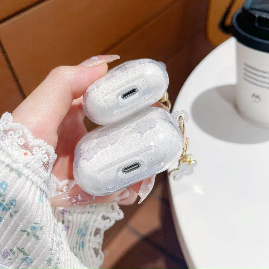 Подходит для AirPods Pro, защитный чехол для наушников Ins Flower для Apple, чехол для наушников AirPods 1/2 с подвеской