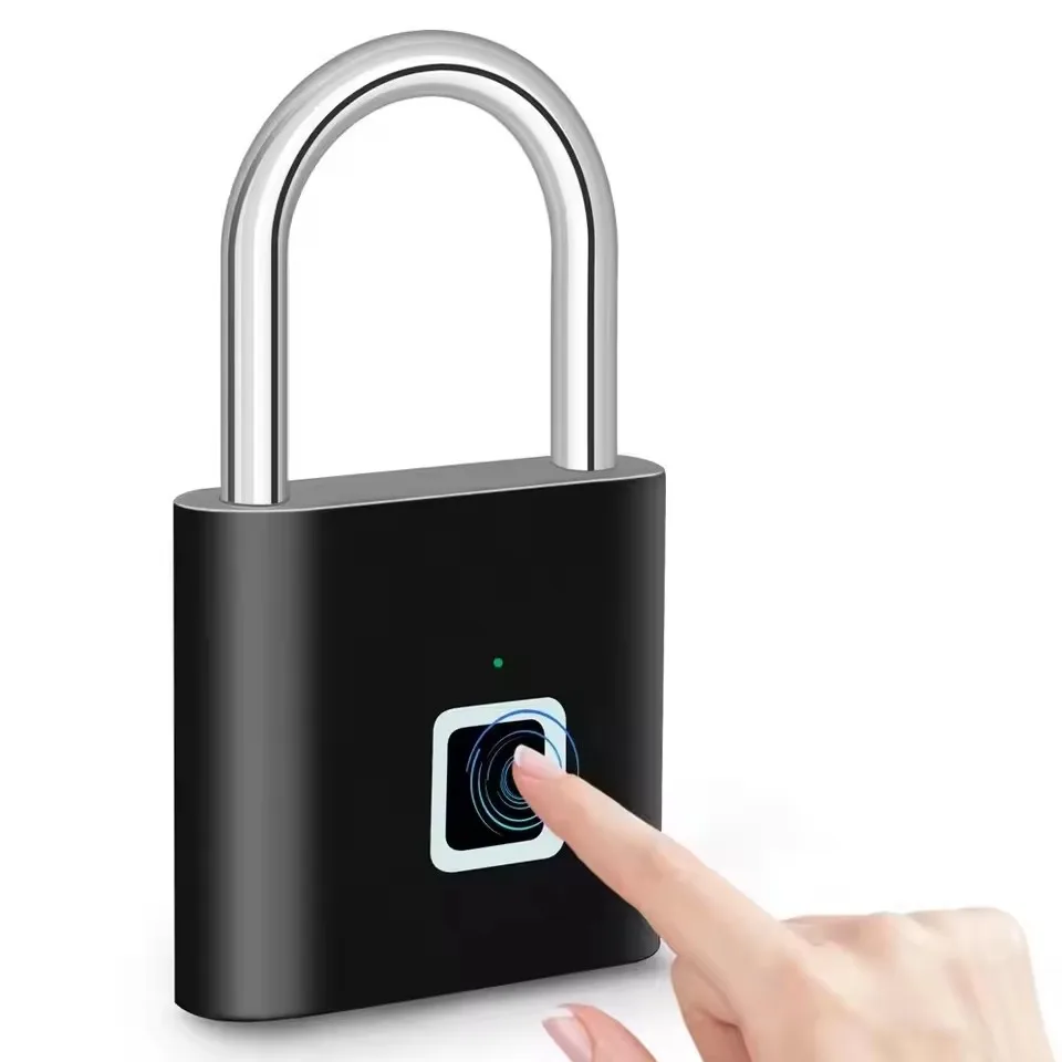Keyless TYPE C Charging Fingerprint Lock Smart Padlock Waterproof Door Lock 0.2sec Unlock Portable Anti-theft Padlock Zinc